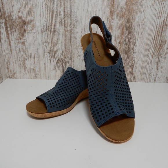 rockport women's briah perforated slingback wedges